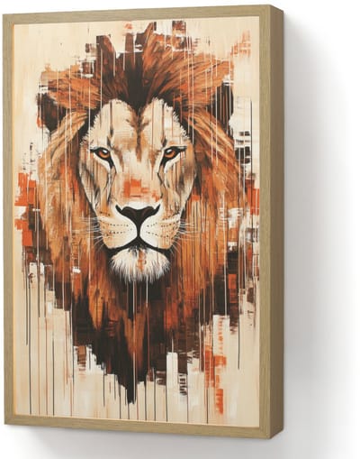 Wandlamp 40x60 cm - Oplaadbaar - Leeuwenkop - Lijnen - Crème - Wandlampen binnen woonkamer - Slaapkamer lamp - Decoratieve nachtlamp - Vloerlamp draadloos