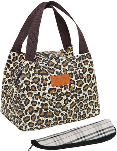 Dailygoods- Lunchtas met luipaardpatroon - Draagbare handtas - Bestektas - Modieuze tas - Duurzaam materiaal - Afmetingen 22 x 16 x 15 cm - Lunchbox