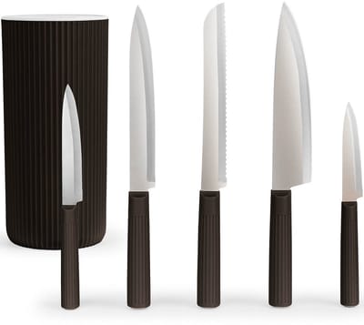 George Napoli Messenset - 5 Delig met Messenblok - RVS Keukenmessen - Ergonomische Handgrepen - Zwart