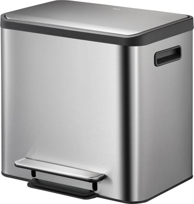 EKO - EcoCasa Recycler pedaalemmer 12+12 liter - Stainless steel - mat RVS - Prullenbak