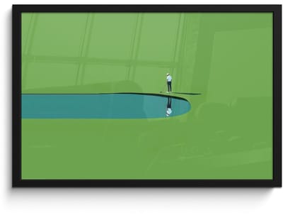 Poster in lijst - Fotolijst 60x40 cm - Posters - Persoon - Golf - Water - Blauw - Posterlijst zwart - Decoratie - Wanddecoratie woonkamer - Muurdecoratie slaapkamer - Kerstversiering - Kerstdecoratie voor binnen - Kerstmis