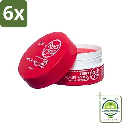 Red One - Haarwax - Red - Aqua Hair Wax - Voor Stevige Styling & Glanzend Resultaat - 150 ml - Voordeelverpakking - 6 stuks - Haarwax - Strak haar