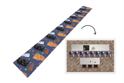 Keukenloper - Keukenmat - Patronen - Kat - Ruimte - 400x50 cm - Keuken vloerkleed