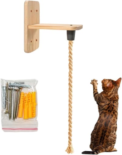 Klimtouw voor katten - Krabmeubel voor katten - Binnen spelen - Met springplank - 200 cm - Natuurlijk