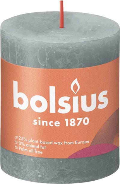 Bolsius Stompkaars Eucalyptus Green Ø68 mm - Hoogte 8 cm - Grijs/Groen - 35 Branduren