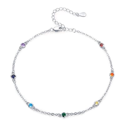 Dailygoody - Chakra Enkelbandje - Yoga Armband - 7 Chakra Amulet - 9 inch - Sterling Zilver - Sieraden voor Vrouwen - Moederdag Geschenken
