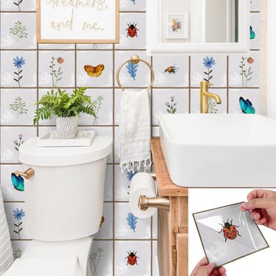 Dailygoods- Tegelsticker 30 Stuks - Zelfklevende Tegels - Muurstickers Keuken - Muurstickers Badkamer - Decoratieve Tegels - Vierkante Vorm - Muursticker