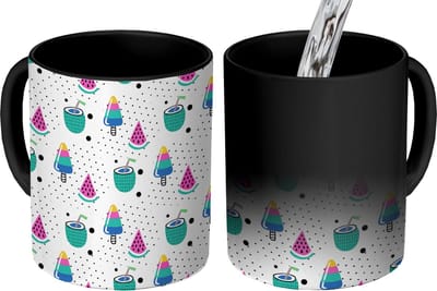 Magische Mok - Foto op Warmte Mokken - Koffiemok - Patroon - IJs - Watermeloen - Magic Mok - Beker - 350 ML - Theemok