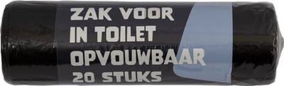 Happy Rhino - Zak Voor In Toilet Opvouwbaar 20St - Zwart - Draagbaar Toilet - Toiletten - 15.5 x 5 x 5 cm