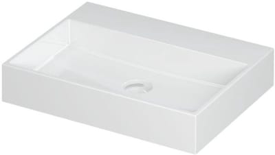 INK United Wastafel Porselein Zonder Kraangat incl. Porseleinen Click Plug en Verborgen Overloop Systeem - 600x450x110 mm - Glans Wit