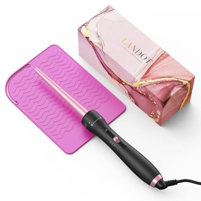 LANDOT Curling Iron Conical 9-19 mm Professional Curling Bar Natural Curls Spiral Curls & Beach Waves Hair Curler Including Heat Resistant Glove and Heat Resistant Silicone Mat