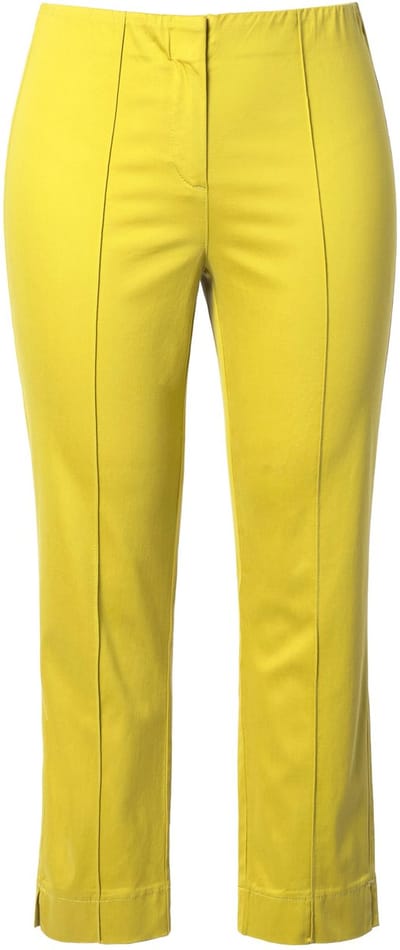 Ulla Popken - Dames - Broek biezen smalle broekspijpen elastische tailleband - Pistache - Maat 46