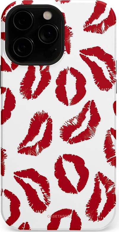 Casetastic Hoesje Geschikt voor Apple iPhone 13 Pro Max Magsafe - Stijlvolle Beschermende Duo-layer Case - Liefdeskusjes Rood Zoenen