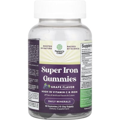 Nature's Craft, Super Gummies Fer, Raisins, 30 Gommes