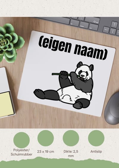Akyol - panda en bamboe met eigen naam Muismat - Panda - panda liefhebbers - iemand die houdt van panda's - verjaardag - cadeau - kado - 23 bij 19 cm