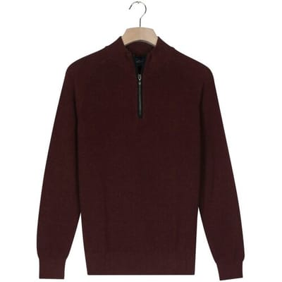Baileys Trui Uni Color Cotton Half Zip Half Cardigan Knit Deep Mauve / male