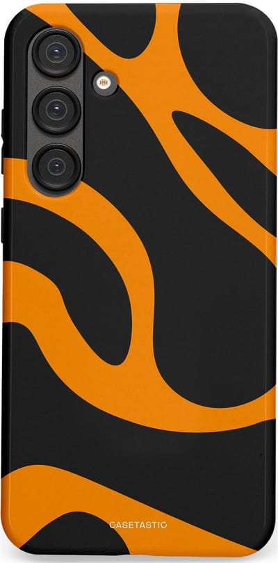 Casetastic hoesje geschikt voor Samsung Galaxy S25 Plus - Dubbellaagse bescherming - Katachtige Oranje Tijger Strepen - Fashion Case - Zwart Oranje