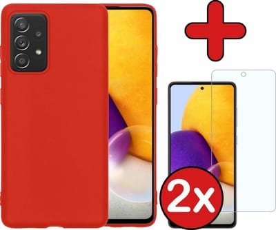Hoesje - Met 2x Screenprotector - Geschikt voor Samsung Galaxy A72 - Sterk & Shockproof - Telefoon Hoes - Back Cover - Siliconen Case - Telefoonhoes - Rood