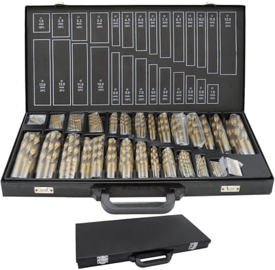 Metaalboorset 230 Delig - Spiraalboorsets Hout Steen - Precisie Boren - Titanium Gecoat HSS - 1-13 mm