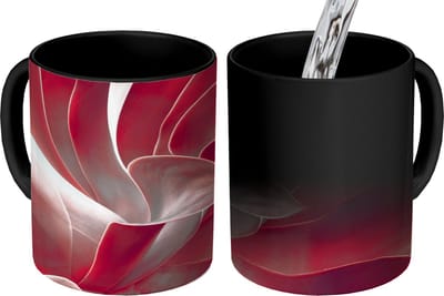 Magische Mok - Foto op Warmte Mokken - Koffiemok - Stilleven - Bladeren - Plant - Roze - Magic Mok - Beker - 350 ML - Theemok