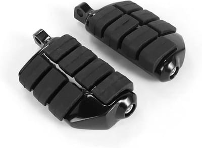 Motorfiets Voetsteunen - Motor Accessoires - Comfortabel Rijden - Metaal en Rubber - 10 mm Gat - Zwart Chroom