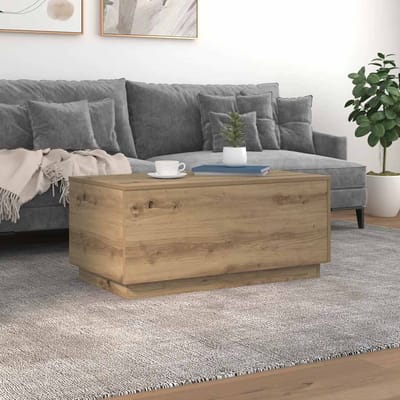 vidaXL - Salontafel - met - LED-verlichting - 90x50x40cm - artisanaal - eikenkleur