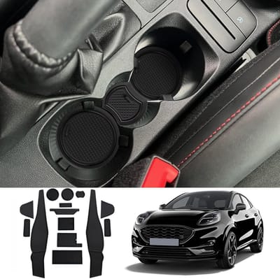 Anti-slip rubberen matten voor Ford Puma 2020-2024, voor console, deur naad en bekerhouder, perfect voor extra grip en bescherming