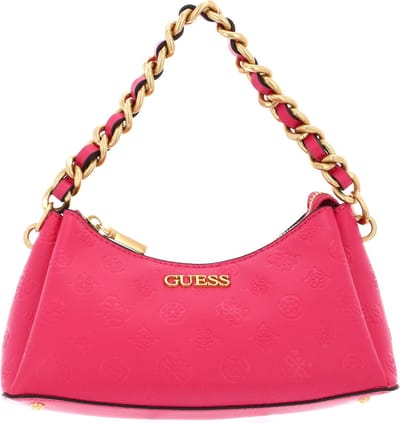 GUESS Schoudertas Handtas Geva Three Compartment Shoulder Bag Magenta Logo Paars