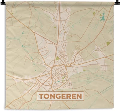 Wandkleed - Wanddoek - Retro - Tongeren - Kaart - Plattegrond - Stadskaart - 180x180 cm - Wandtapijt