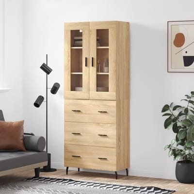 Highboard Kast - Buffetkast Dressoir - Opbergen Woonkamer - Glad Oppervlak - 695 x 34 x 180 cm - Sonoma-eiken