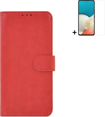 MoDo hoesje Geschikt voor Samsung Galaxy A53 5G - Kunstleer Book Case - Rood hoesje met screenprotector
