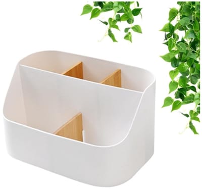 Dailygoody - Desk Organiser - Multifunctionele Opbergbox - Bamboe - 5 Compartimenten - Desk Accessoires - Geschikt voor Smartphone en Pennen