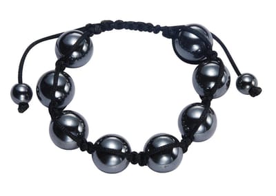 Behave - Armband - geknoopt met Donker Antraciet Hematiet Natuursteen Kralen