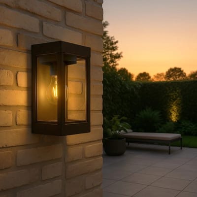 Solar wandlamp buiten 'Cube' - Warm wit licht - Led filament - Tuinverlichting op zonne-energie - Zwart