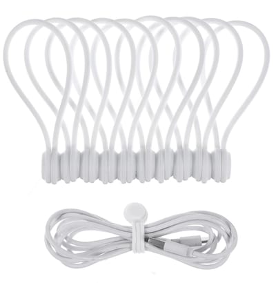 Dailygoods - Magnetische Kabelbinders - Herbruikbare Kabelorganizer - Siliconen - Wit - USB-kabelmanagement - Voor Kantoor en Thuis