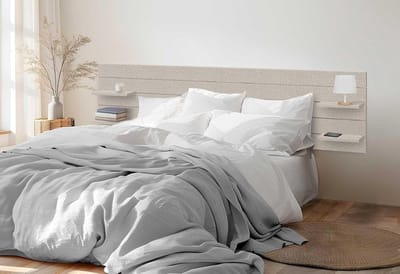 Hoofdeinde met Nachtkastje - Bedombouw Planken - Slaapkamer Decoratie - Gerecycled MDF - 220cm Bed - Beige Visgraat