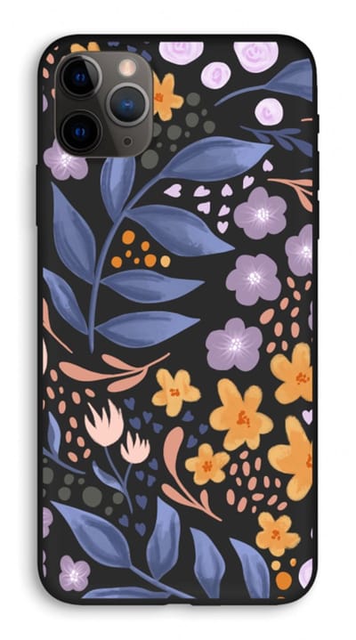 Case Company® - Hoesje geschikt voor iPhone 11 Pro Max hoesje - Flowers with blue leaves - Biologisch Afbreekbaar Telefoonhoesje - Bescherming alle Kanten en Schermrand