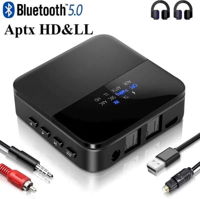 Bluetoolz® | BT-B 20 CE | Geen tot zeer geringe vertraging | High Res Audio Bluetooth 5.0 zender en ontvanger - met aptX-HD - Qualcomm CSR8675 MkII - Receiver Transmitter - 3.5MM Aux - optical in - optical uit - Bluetooth Adapter - Bluetooth via Aux