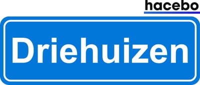 Hacebo - Plaatsnaam Sticker - 29x10 CM - Driehuizen sticker - Verkeersborden sticker - grappige cadeaus - Driehuizen