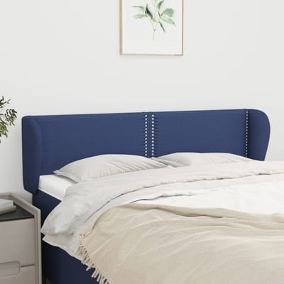 vidaXL - Hoofdbord - met - randen - 147x23x78/88 - cm - stof - blauw