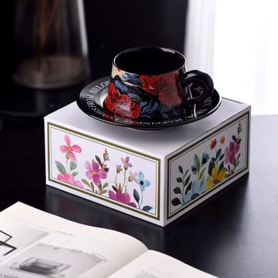Unieke Kop en Schotel Set - Luxe Cadeauverpakking - Vintage Desing