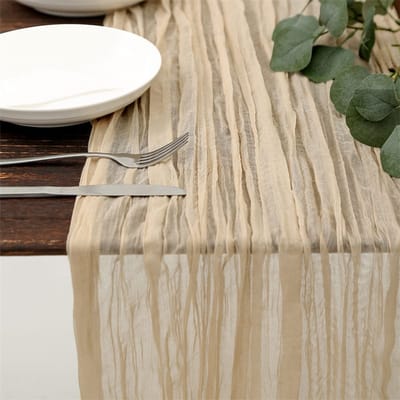Tafelloper - Europese stijl gedraaide tafelloper - Eenvoudige tafelloper - Tafeldecoratie in landelijke stijl - Boho tafelloper - Boerderij tafelloper - Beige - 90x300cm