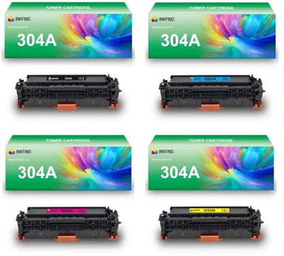 INKFIND 304AU tonercartridge multipack van 4 stuks (Zwart+Cyaan+Magenta+Geel) compatibel met HP 304A (CC530A/CC531A/CC532A/CC533A) / HP 305A (CE410X/CE411A/CE412A/CE413A) / HP 312A (CF380X/CF381A/CF382A/CF383A) / Canon 718 BK/C/M/Y -4-pack BK/C/M/Y