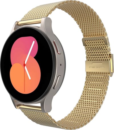 Cazy horlogebandje geschikt voor Samsung Galaxy Watch Bandje (Silksteel) - Smartwatchbandjes - Universeel bandje geschikt voor Samsung Galaxy Watch 7 / Watch 6 / Watch 5 / Watch 4 / Watch FE - Goud
