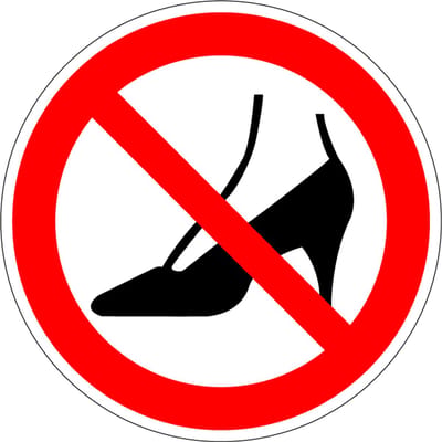 Verboden naaldhakken te dragen bord - kunststof 100 mm