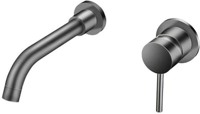 Wastafelkraan - Leoni - Inbouw - met Inbouwdeel - Waterbesparend - Gunmetal Grijs - PVD Coating
