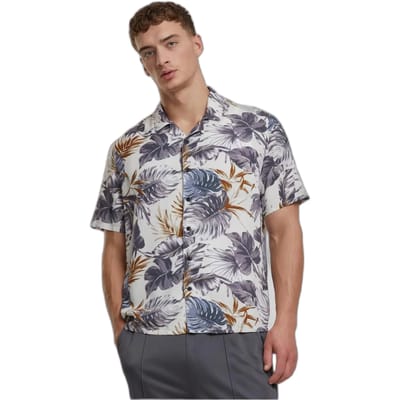 Urban Classics Viscose AOP Resort Heren Shirt met korte mouwen - L