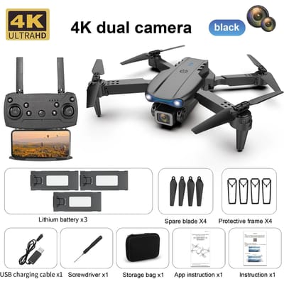 2025 NIEUWE K3 RC Drone 4K HD Luchtfotografie Enkele/Dubbele Camera Wifi FPV Obstakel Vermijding Zwaartekracht Sensing Quadcopter Opvouwbaar Vliegtuig Quadcopter Dual camera 3 battery zwart
