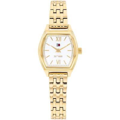 Tommy Hilfiger Horloge, Goudkleurige Stalen Band, Witte Wijzerplaat, Stalen Goudkleurige Kast, 21.5Mm x 22Mm, 3 Atm, 1782870