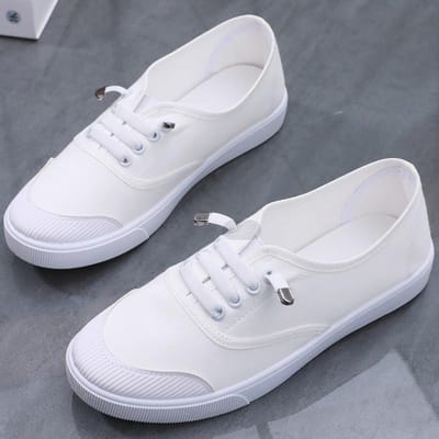 Lente Nieuwe Canvas Schoenen Vrouwelijke Honderd Match Kleine Witte Schoenen Studenten Platte Vrijetijdsschoenen 35